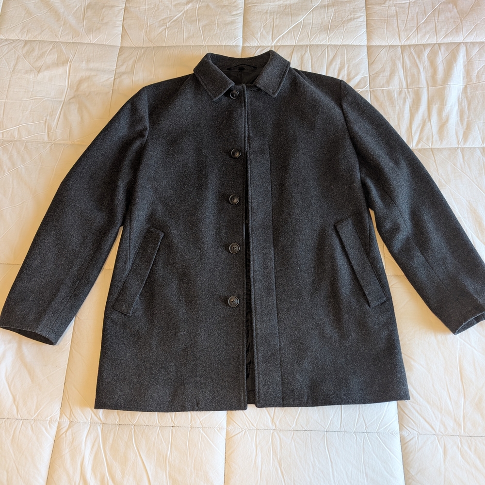 Muji Men's Gray Wool Coat in Small